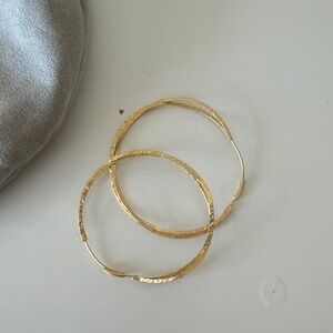 Anthropologie Textured Gold Hoop Earrings